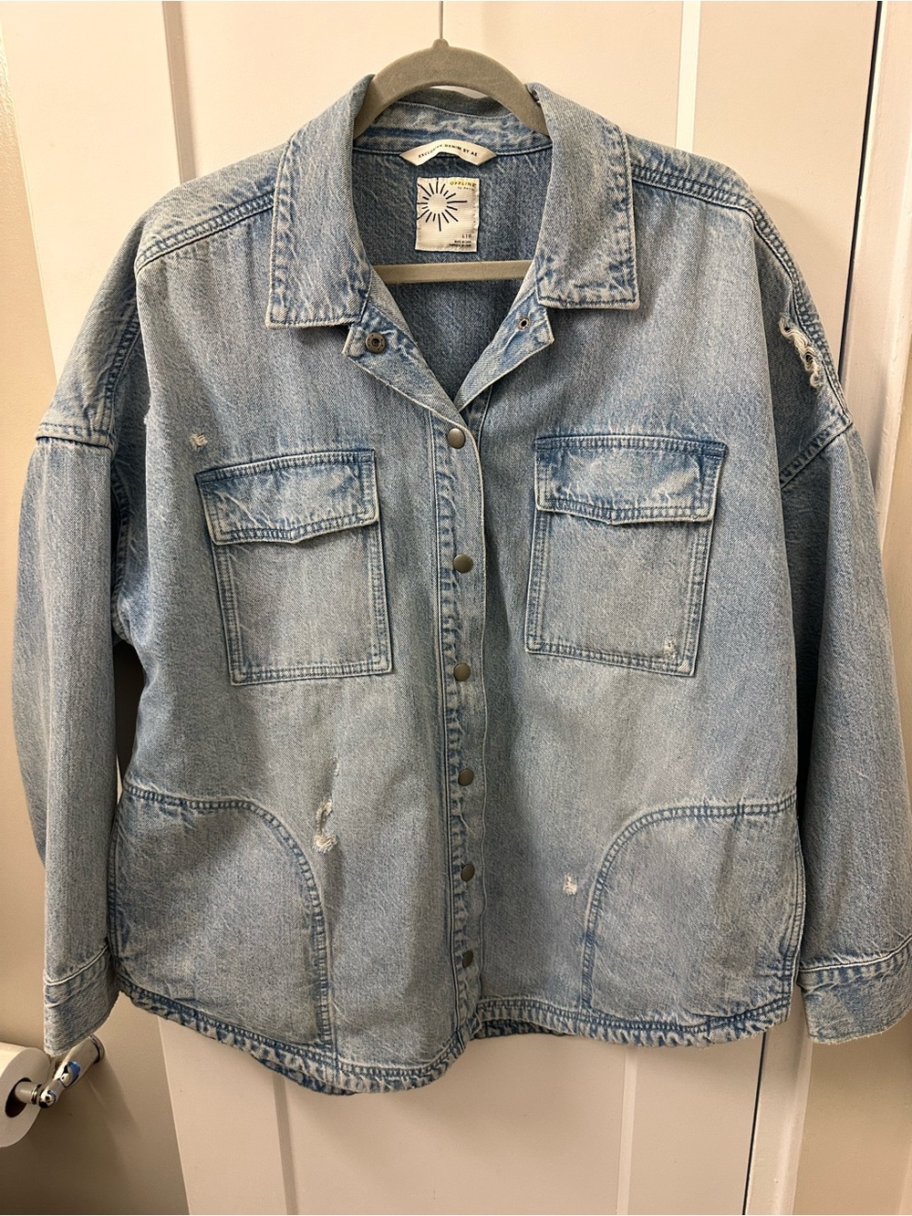 aerie Light Wash Oversized Denim Jacket